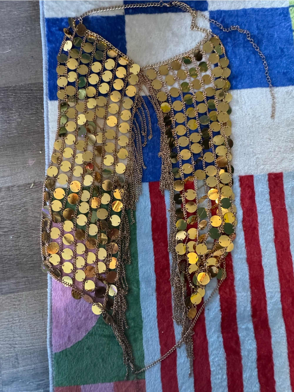 Gold Sequin Statement Necklace